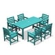 preview thumbnail 14 of 82, 7-Piece HDPE Outdoor Dining Table Sets with Umbrella Hole - 1-Table 6-Chairs Tiffany Blue