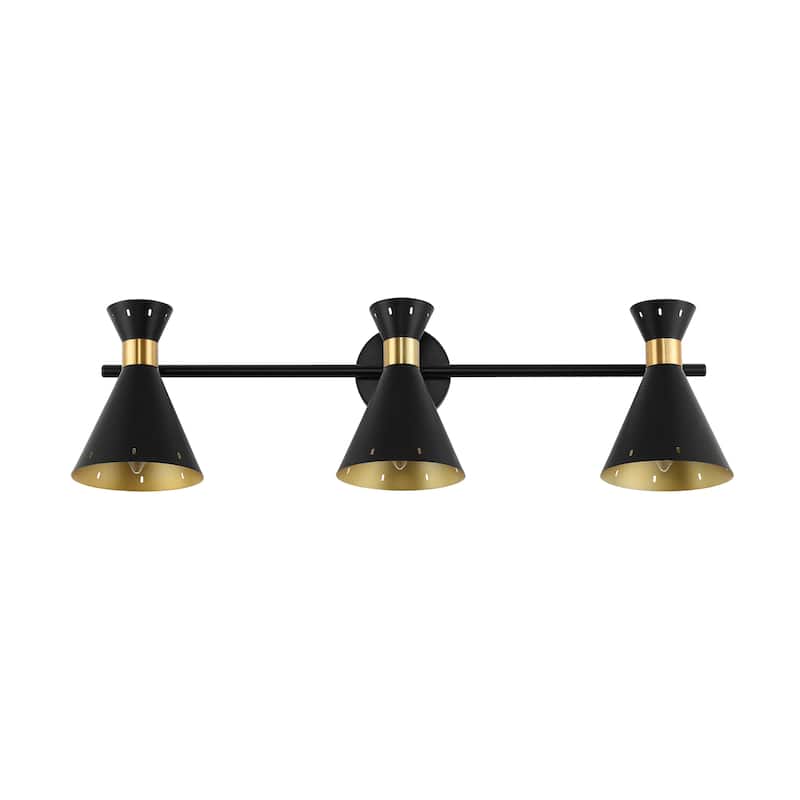 Elroy 18.25" 2-Light Iron Retro Contemporary LED Track Light , Black/Gold by JONATHAN Y