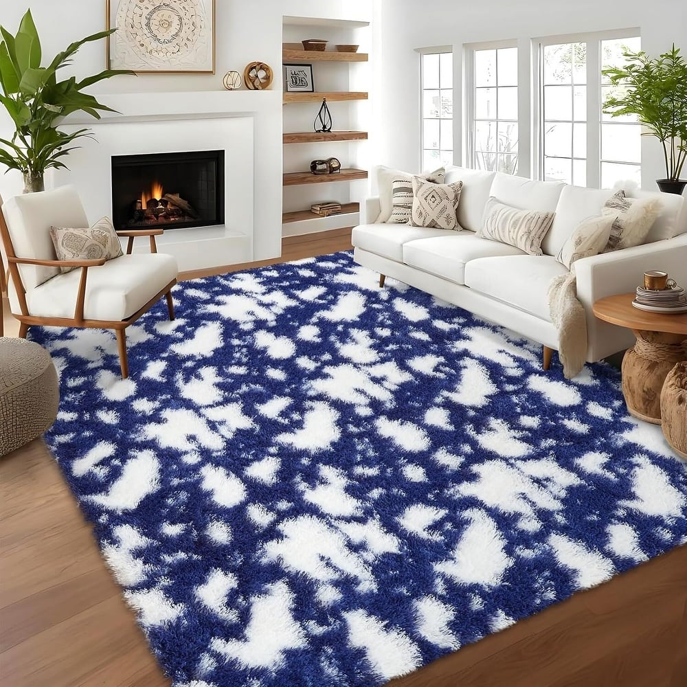 Modern Abstract Area Rug for Hallways Living Room Patio Decor Blue - 2' x 3'