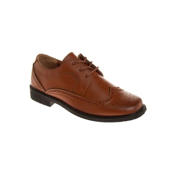 slide 2 of 5, Josmo Boys Wingtip Oxford Lace Dress Shoes 12 - Tan