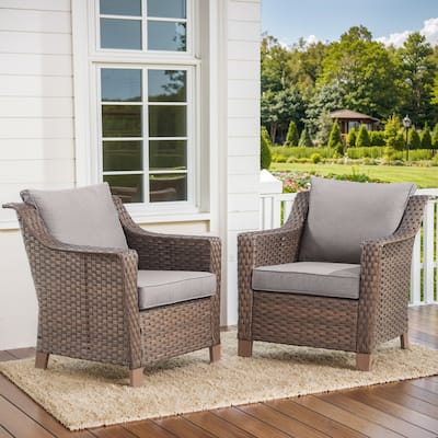 Patio Wicker Chairs Set of 2 Patio Rattan Dining Chairs