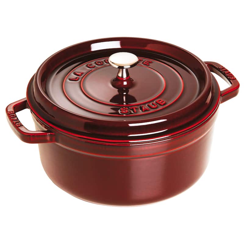STAUB Cast Iron 9-qt Round Cocotte - Grenadine