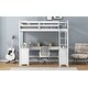 preview thumbnail 21 of 28, Twin Loft Bed with U-shaped Desk, Storage Shelves, and Drawers, Antique Brown