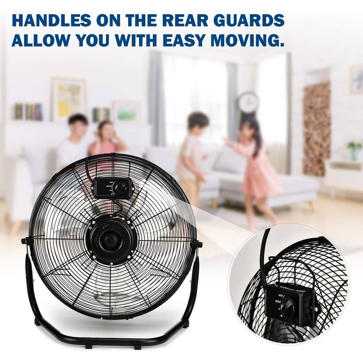 20 Inch Metal 3Speed High Velocity Heavy Duty Industrial Floor Fans