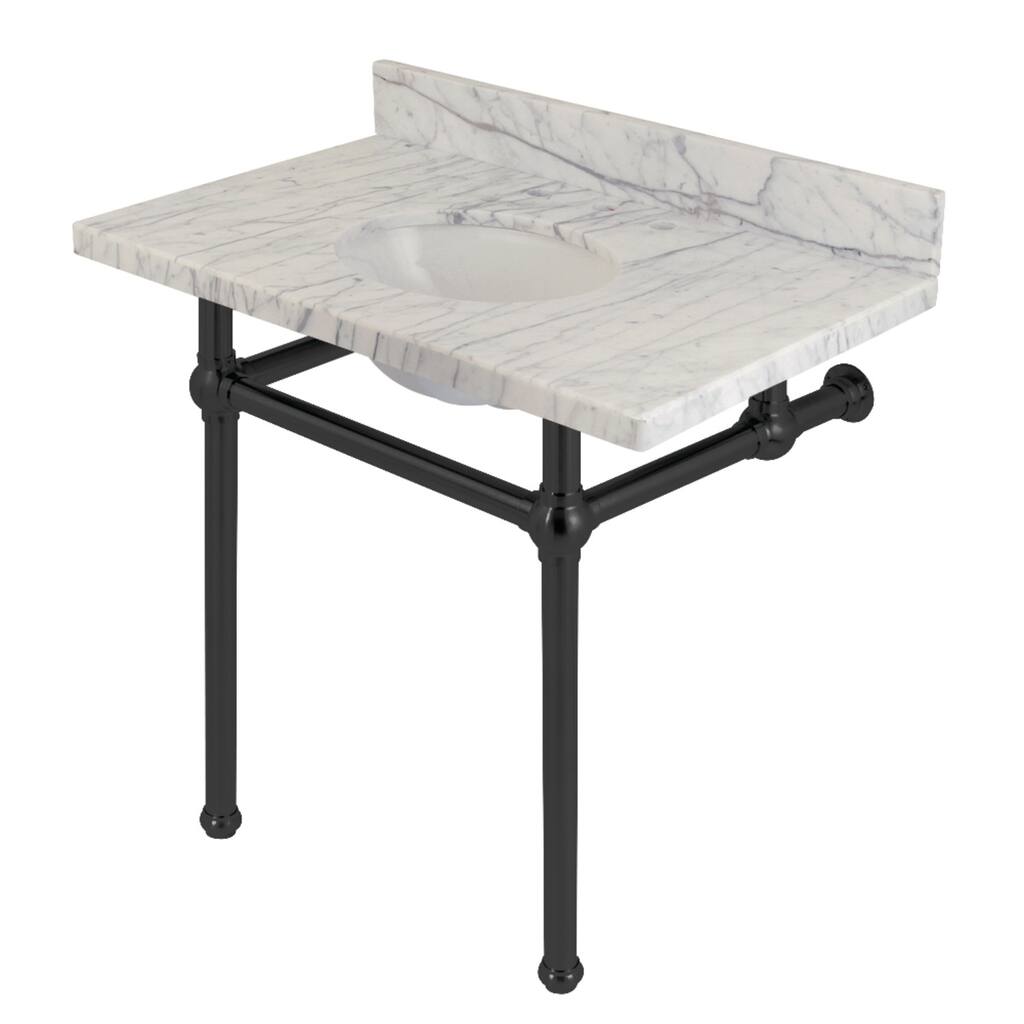 Kingston Brass Templeton 36" x 22" Carrara Marble Vanity Top with Brass Console Legs