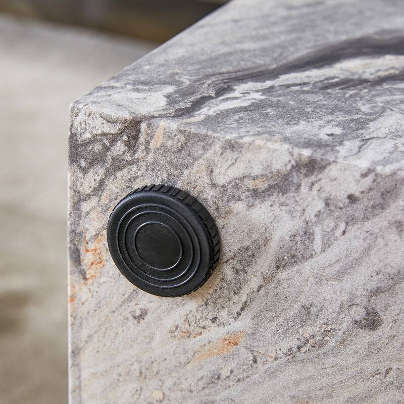 GDFStudio Thalassine Wood Coffee Table with Sleek Marble-Textured