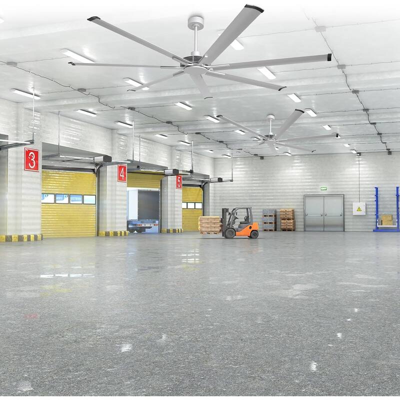 Ceiling Fan Modern 84" Industrial 7-Blade Silver Metal