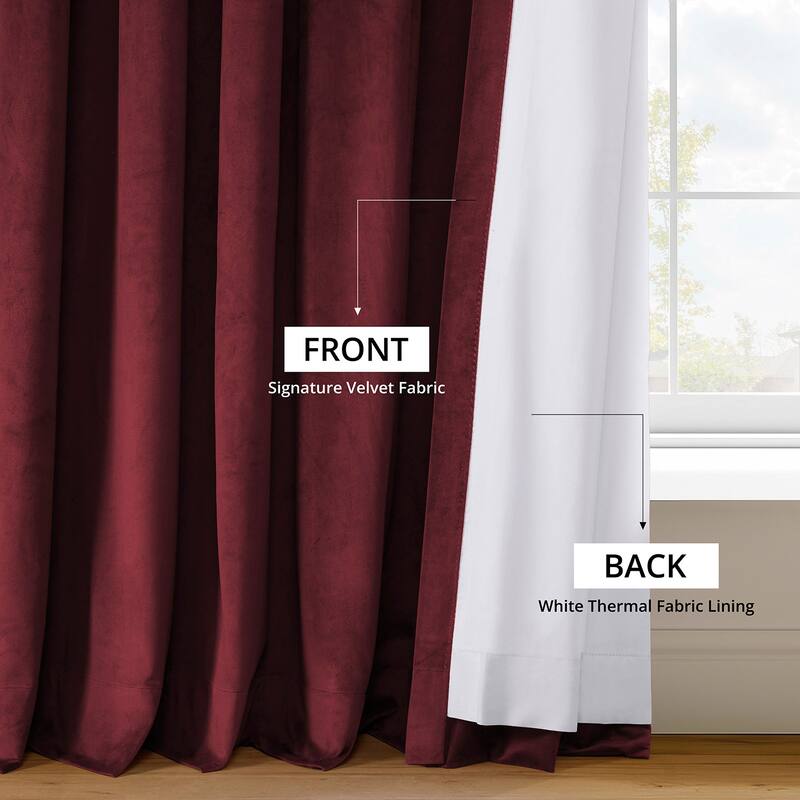 Exclusive Fabrics Signature Burgundy Velvet Blackout Curtain (1 Panel) - Luxurious Blackout Drapery for Elegant Décor