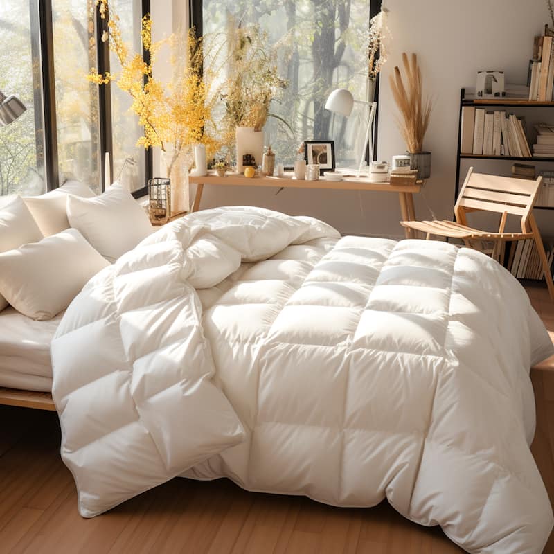 All Season White Feather and Down Comforter Duvet - King