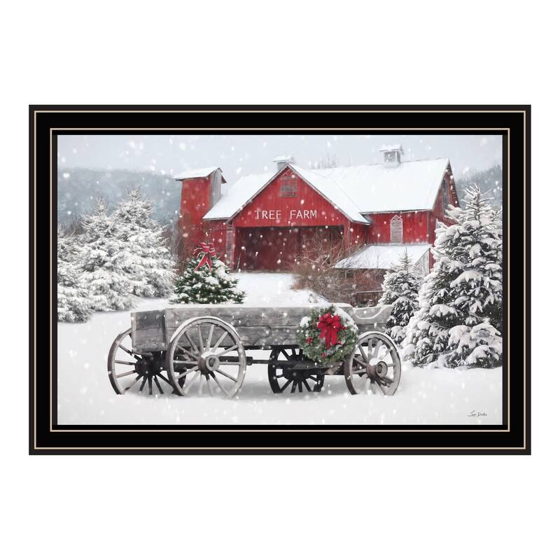 Framed Wall Art - Tree Farm Wagon, Black Frame
