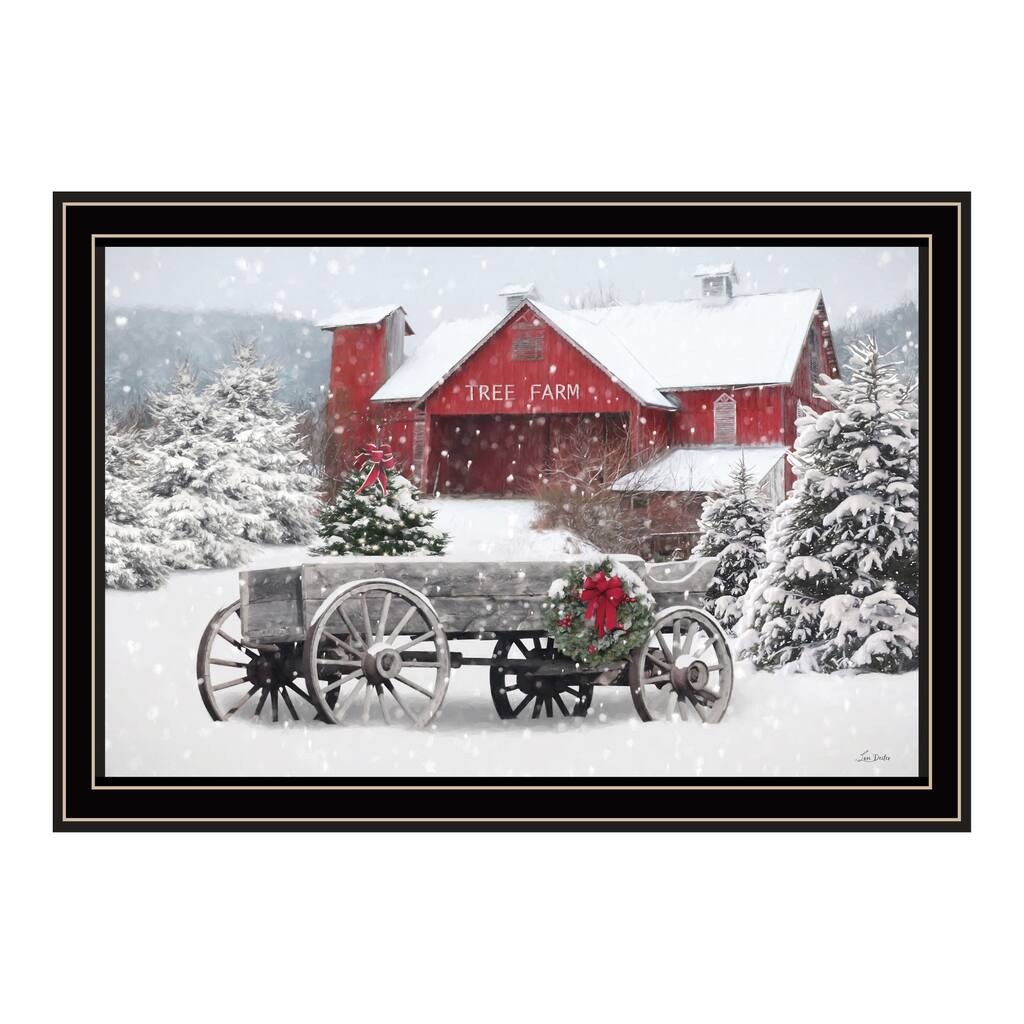 Framed Wall Art - Tree Farm Wagon, Black Frame