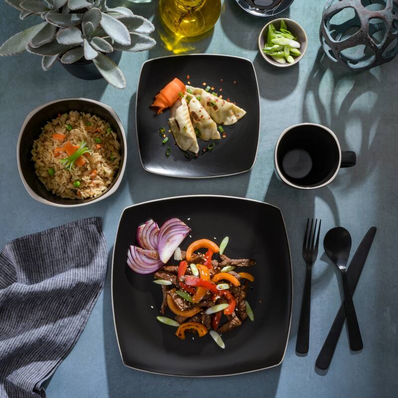 Gibson Soho Lounge Square 16pc Dinnerware Set - Matte Finish