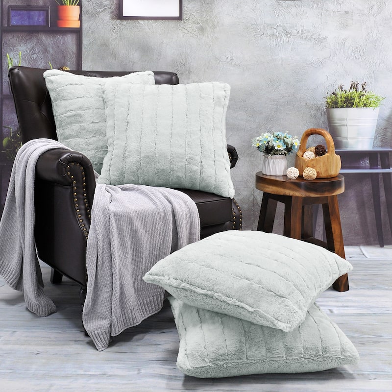 Serenta SuperMink Solid Color Throw Pillow Shell Cushion Cover Set - 20" x 20" - Grey Down - Set of 3 or More