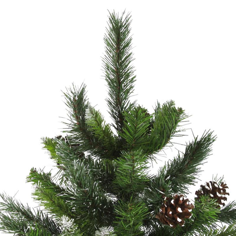 Full Snowy Delta Pine with Cones Artificial Christmas Tree - 7' - Unlit - 7 Foot
