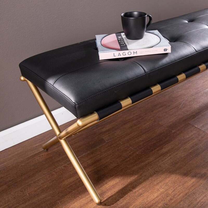 Cassatt Contemporary Black Fabric Bench