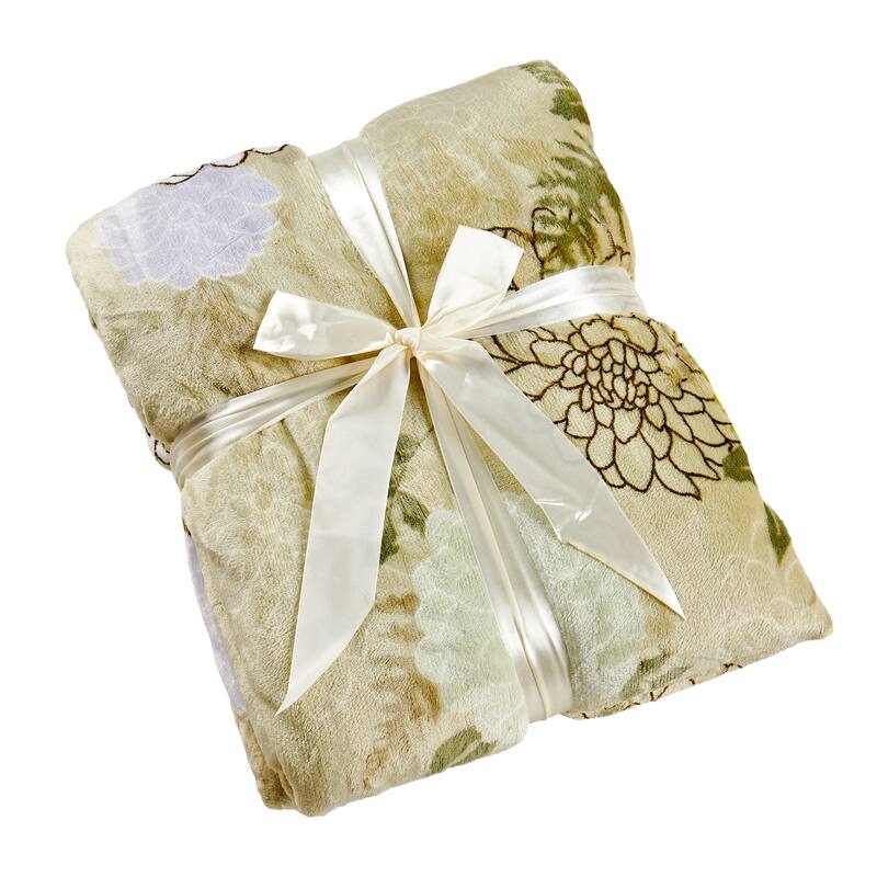 Printed Flannel Tropical Flower French / Puerto Rico Floral Throw