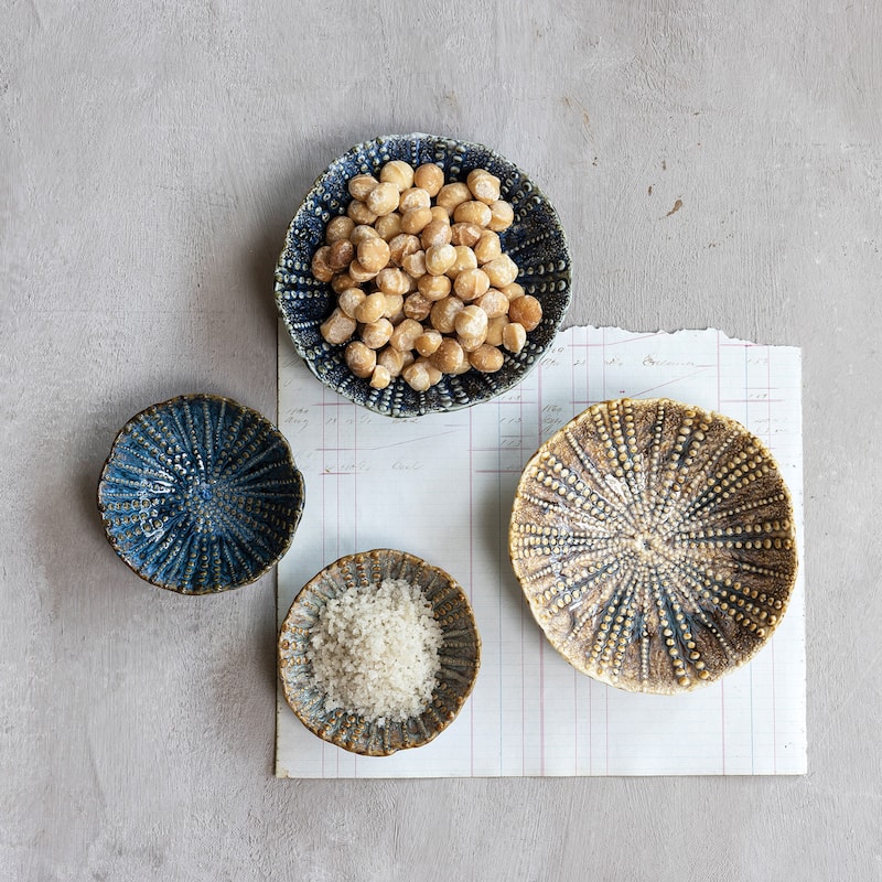 Stoneware Dish with Embossed Dots in Two Styles