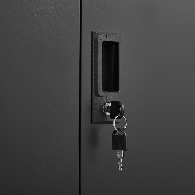 Black Lockable 2-Door Storage Cabinet with Adjustable Shelves Office Home Organizer - N/A