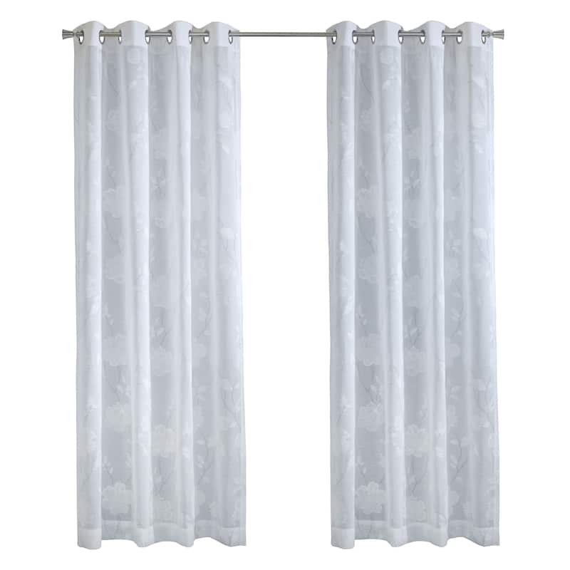 Giardino Faux Linen Printed Branches Grommet Curtain Panel by Habitat