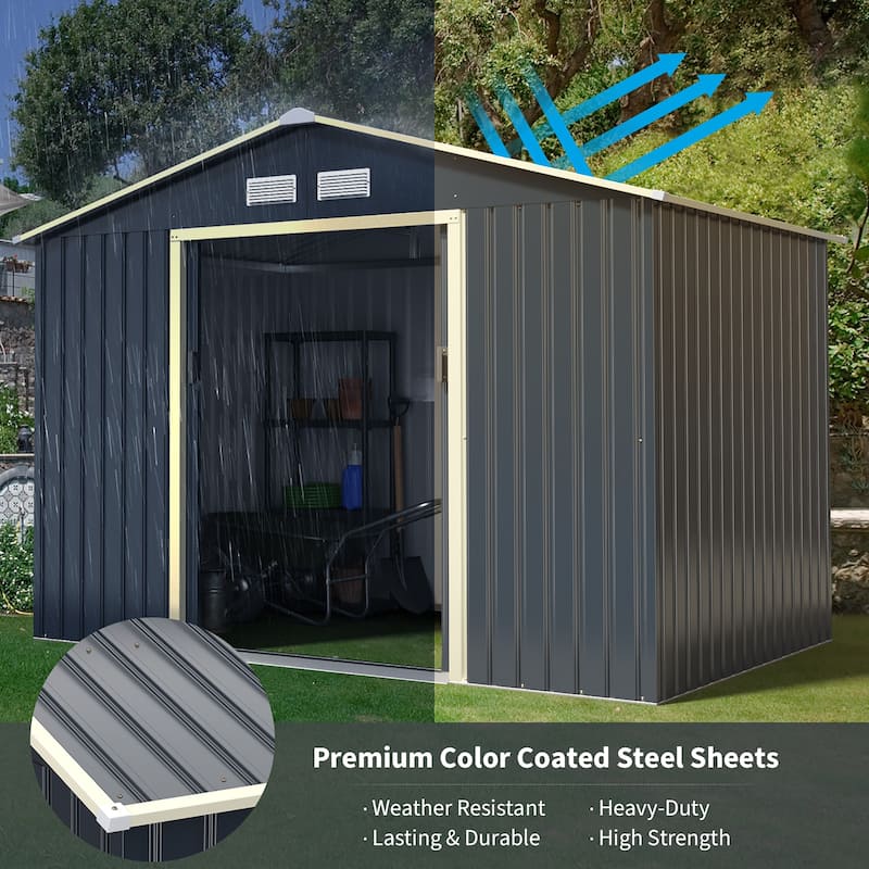 Costway Metal Storage Shed for Garden and Tools w/Sliding Double