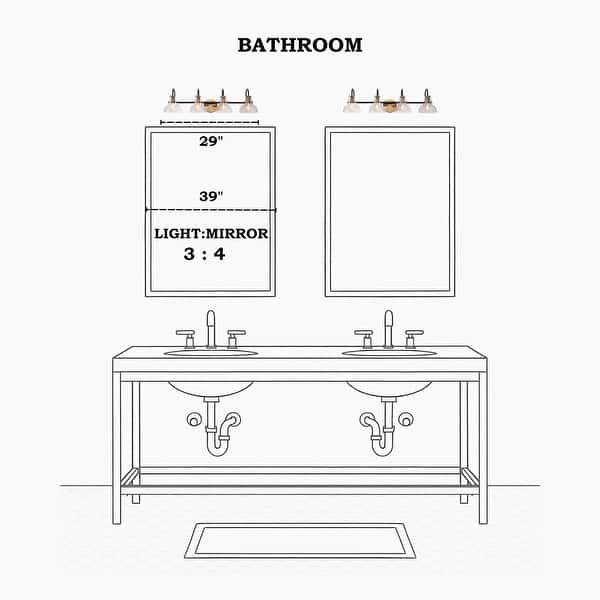 dimension image slide 2 of 5, Modern 1/2/3/4 Lights Black Gold Bathroom Vanity Light Fixture Farmhouse Wall Sconce Light for Bathroom