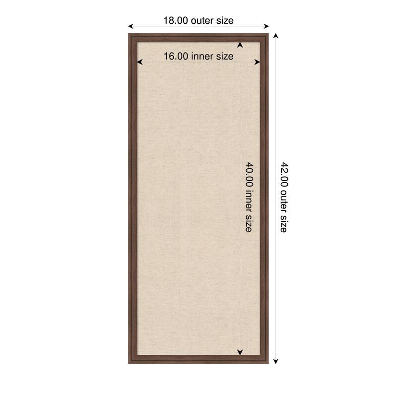 Amanti Art Framed Fabric Pinboard Natural Linen Printed Bulletin Board - Board Size 16 x 40 - Florence Medium Brown