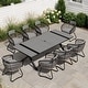 preview thumbnail 9 of 14, 9PC Outdoor Patio All-Weather Aluminum Dining X Frame Table Set with Rattan Chairs GreyTable&GreyChairs