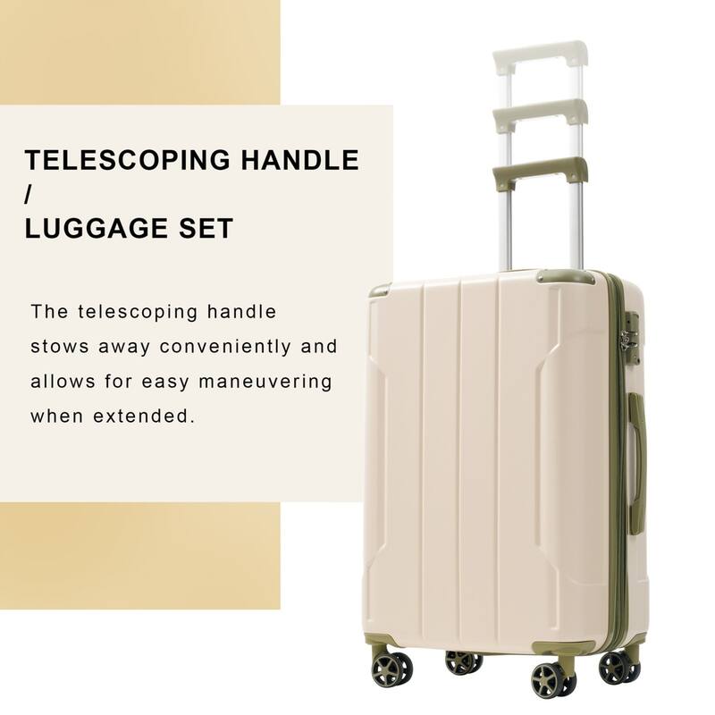 Hardshell Luggage, Lightweight Durable ABS Suitcases with Double Wheels, Expandable 24 Inch Checked Travel Luggage