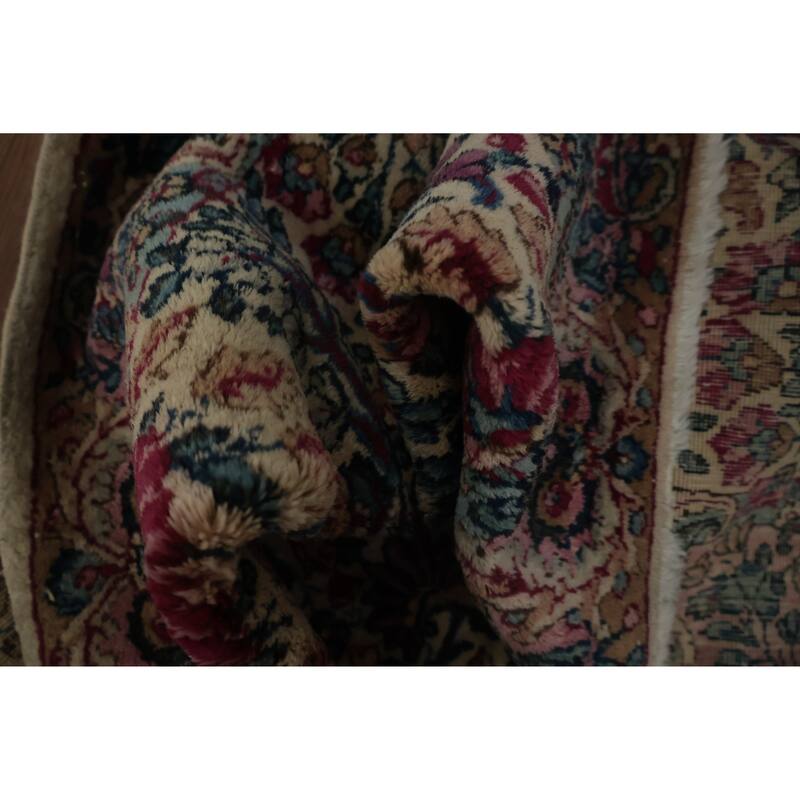 Hand Knotted Oriental 100% Wool Carpet Traditional All-Over Beige & Ivories Kerman Area Rug - 4' 9'' X 3' 0''