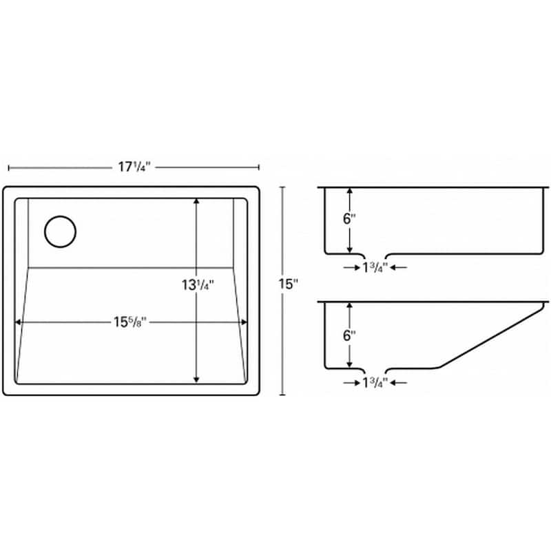 Karran USA UV-1816 U Series 17-1/4" Rectangular Stainless Steel