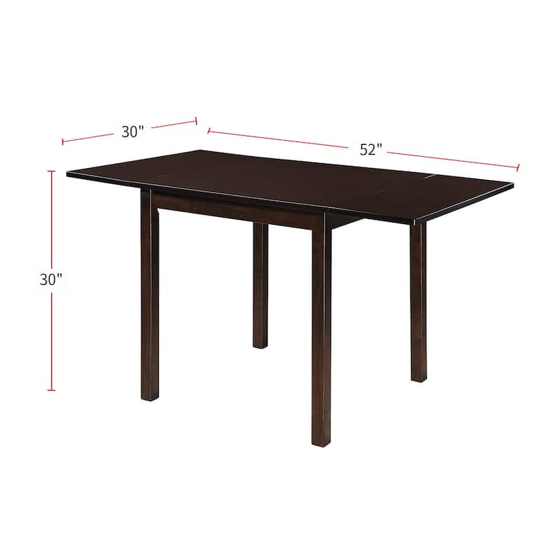 Wood Rectangular Dining Table With Drop Leaf in Cappuccino