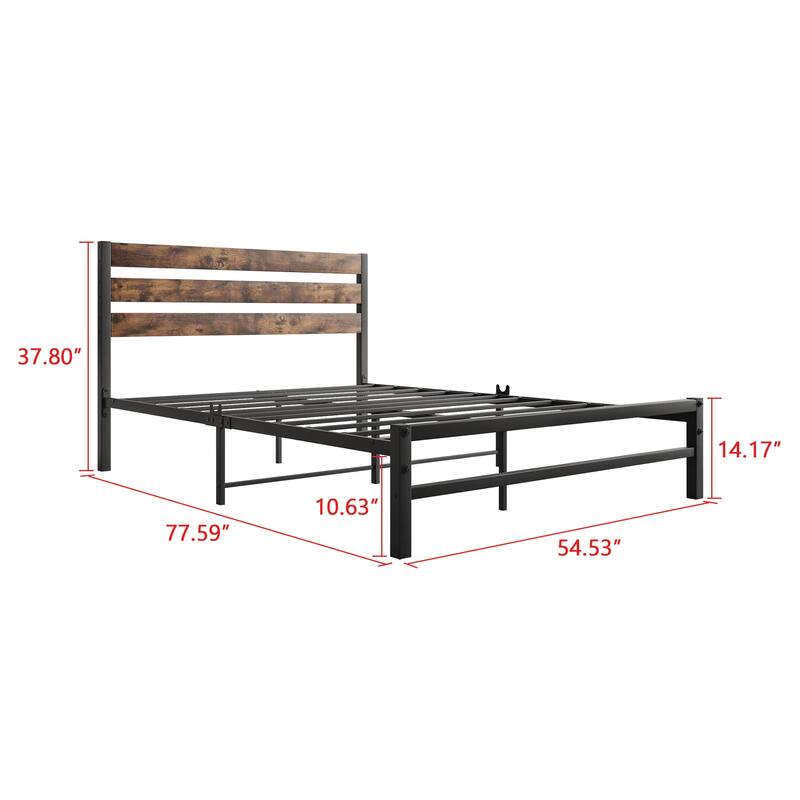 Rustic Metal Mattress Foundation Bed Frame Brown Bed Bath & Beyond