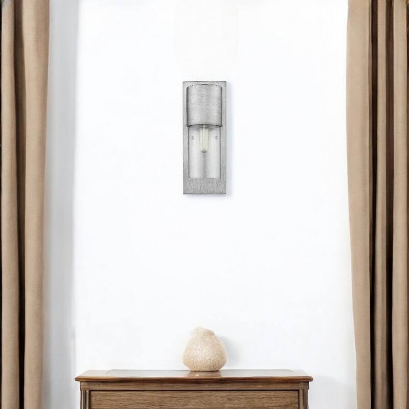 Modern Outdoor Wall Sconce with Clear Glass Shade and Wet Rated Flush Mount Light Fixture E26 Base - 16"H x 6.25"W x 5.75"D
