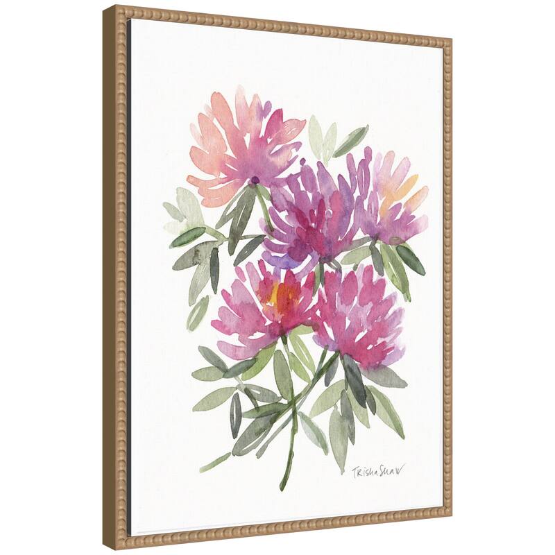 Kate and Laurel Sylvie Abstract Watercolor Pink Floral Framed Canvas by Patricia Shaw - 18x24 - Beech