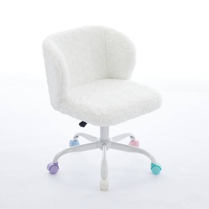 Home Office Adjustable Desk Chair, Swivel Vanity Chair with Metal Base