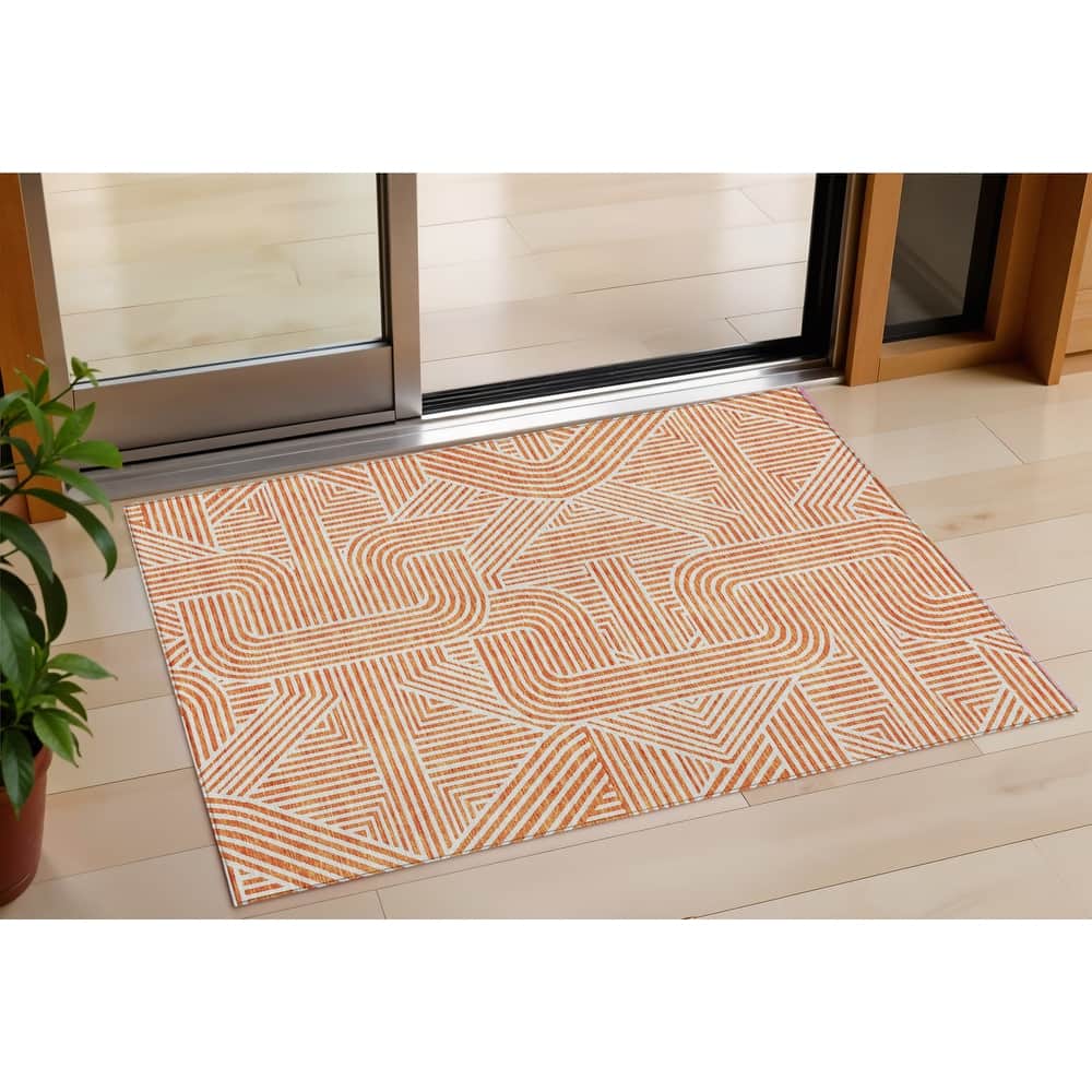 HomeRoots Abstract Transitional Rectangle Outdoor Rug