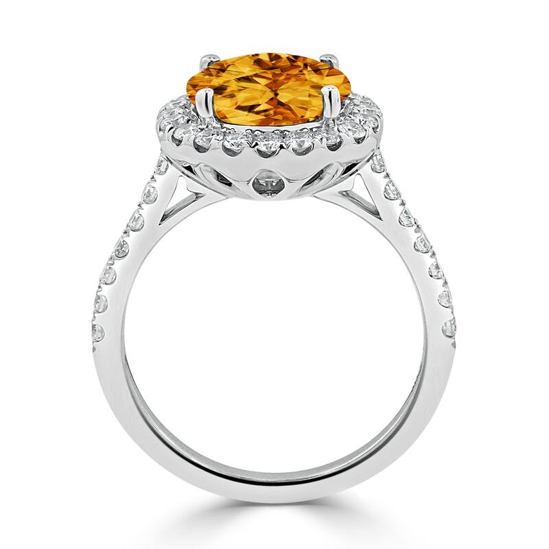 Auriya 3 1/3ct Fancy Round Citrine and Halo Diamond Engagement Ring 5/8ctw 14k Gold