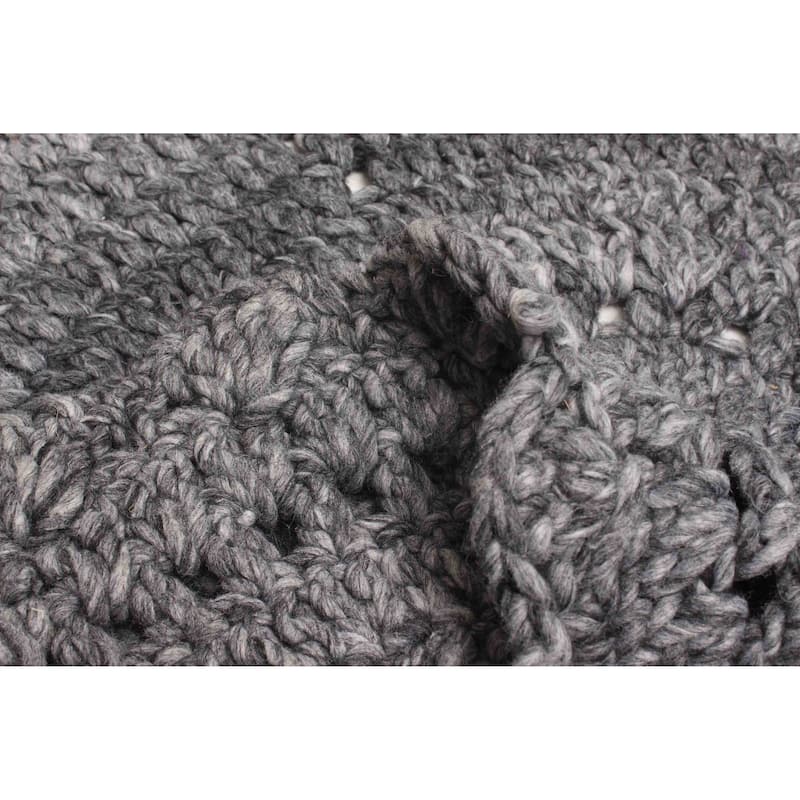 ECARPETGALLERY Braid weave Sienna Dark Grey Wool Rug - 3'2 x 3'2