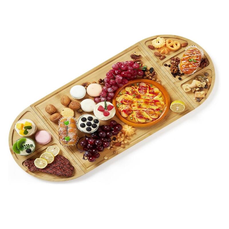 28in 3-Piece Magnetic Bamboo Cheese Board Set - 28in