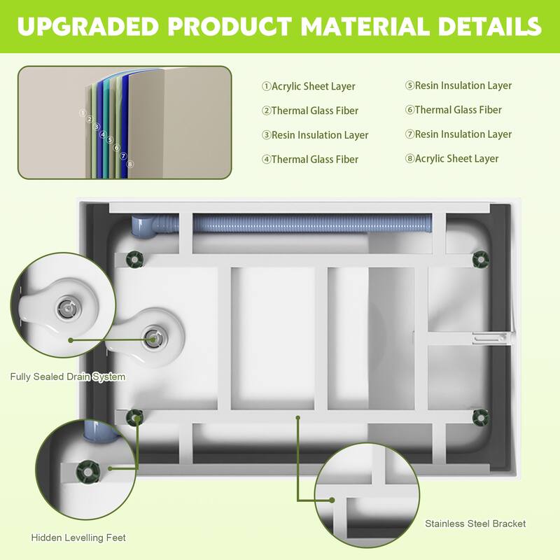 GDFStudio - Alistair Compact Freestanding Soaking Bathtub with Supportive Built-In Seat