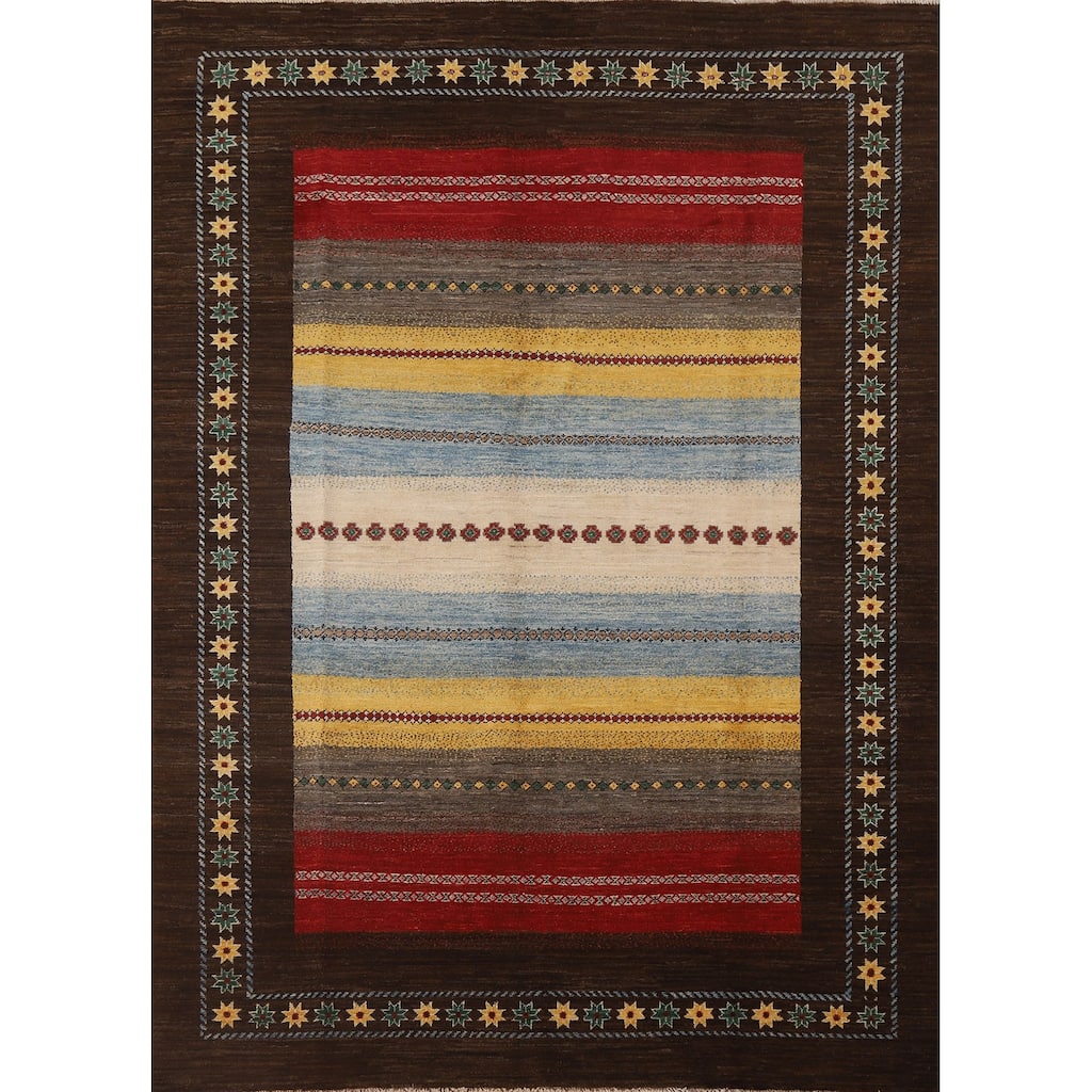 Gabbeh Kashkoli Oriental Area Rug Hand-knotted Wool Carpet - 6'5" x 8'3"