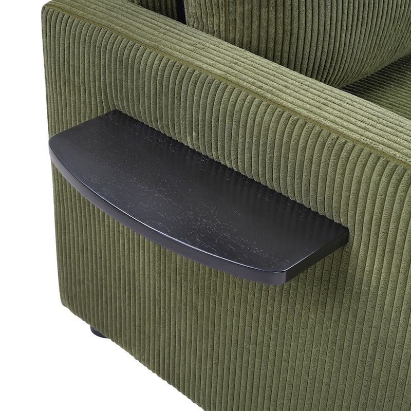 Roomfitters Twin Sofa Bed with Foldable Mattress, Side Table, Storage Pocket and USB Ports for Living Room