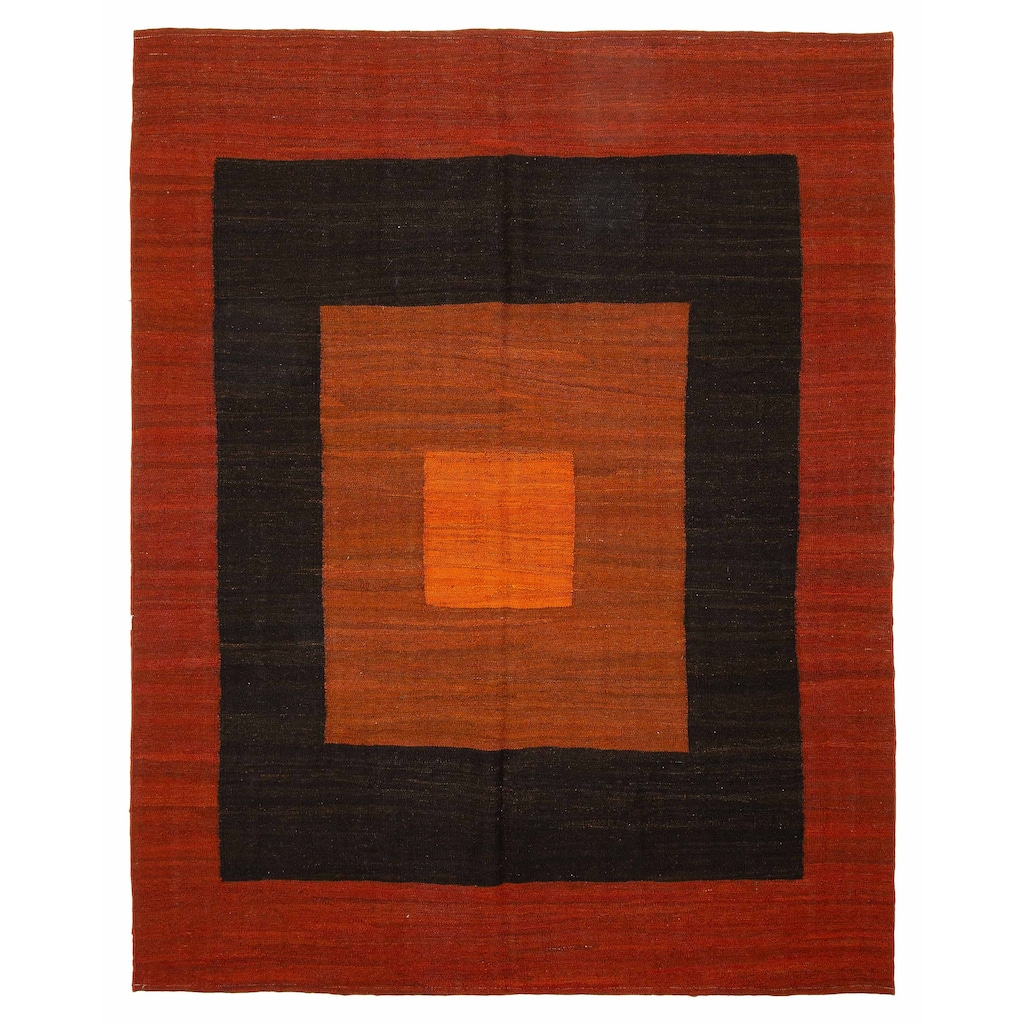 ECARPETGALLERY Flat-Weave Boho Brown Wool Kilim - 6'4 x 8'0