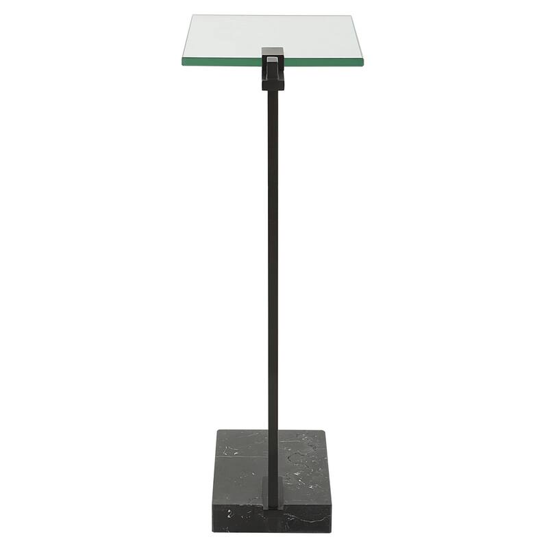 Tempered Glass Top End Accent Table - 23.5" - Black and Clear