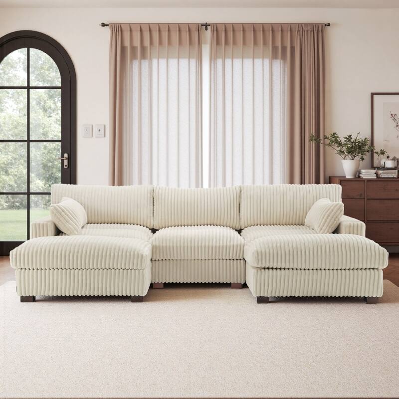 Modren Plush Oversized Modular Sectional Sofa Set with Chaise&Ottoman.