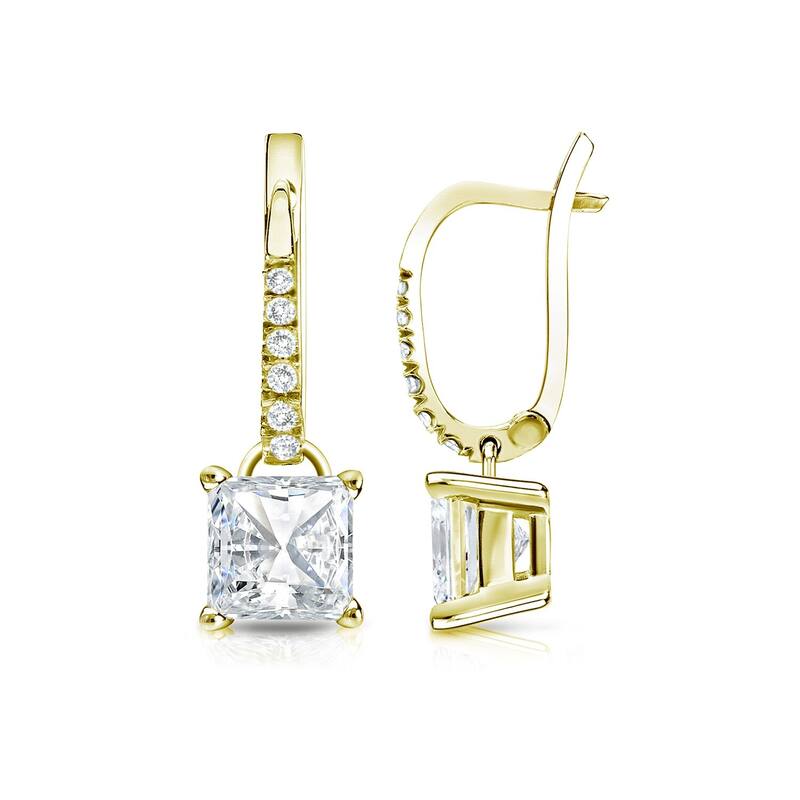 Auriya 14k Gold 1 3/4ctw Princess-cut Diamond Dangle Earrings - Yellow