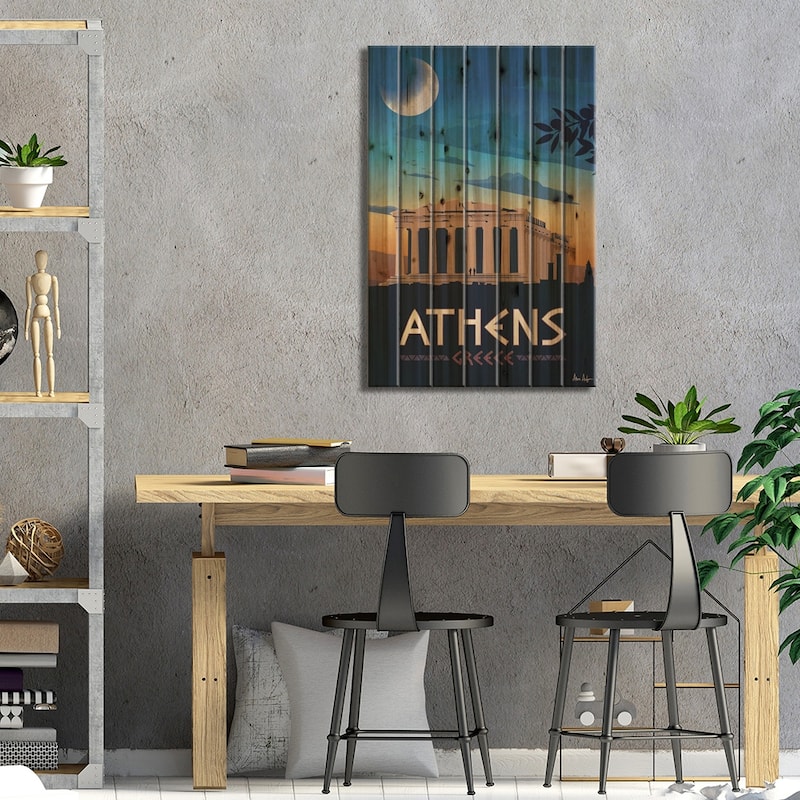 Athens Print On Wood by IdeaStorm Studios - Multi-Color