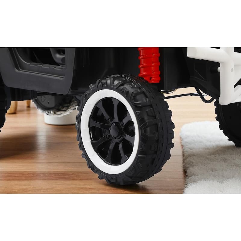 24V 2-Seater Kids Ride On Dump Truck with Remote, 4WD 6-Wheel UTV Car with Electric Dump Bed, LED Lights & Music