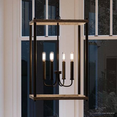 Luxury Modern Farmhouse Pendant Light, 25"H x 14"W, with English Country Style, Olde Bronze Finish by Urban Ambiance