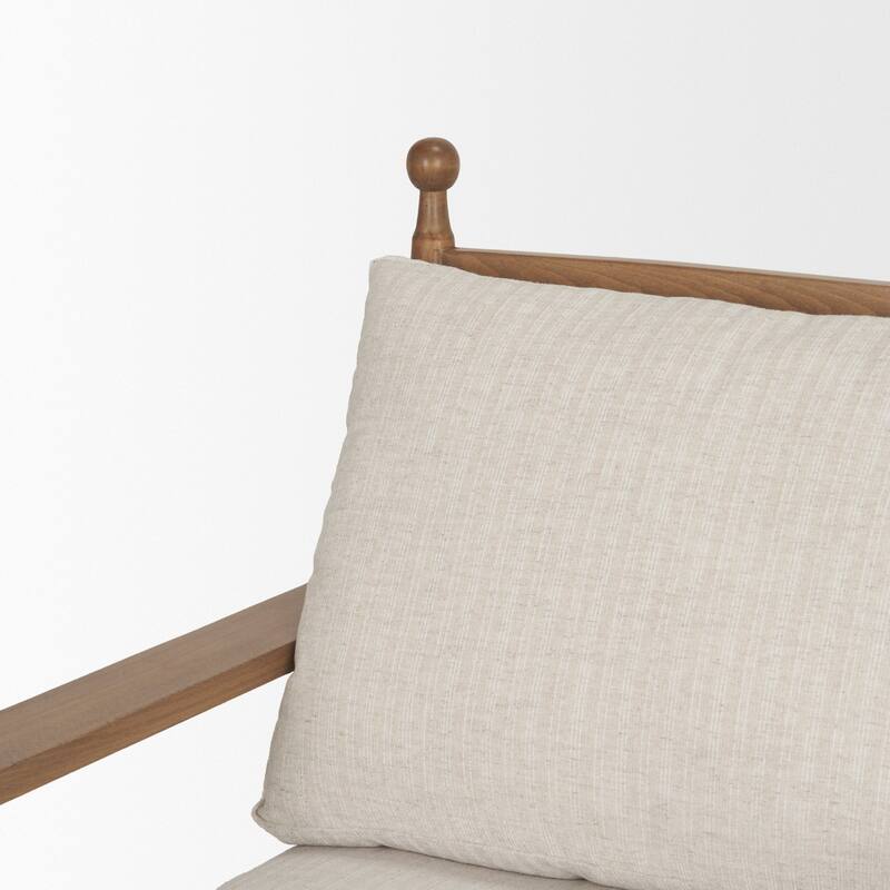 Danni Beige Fabric Beech Wood Framed Accent Lounge Chair